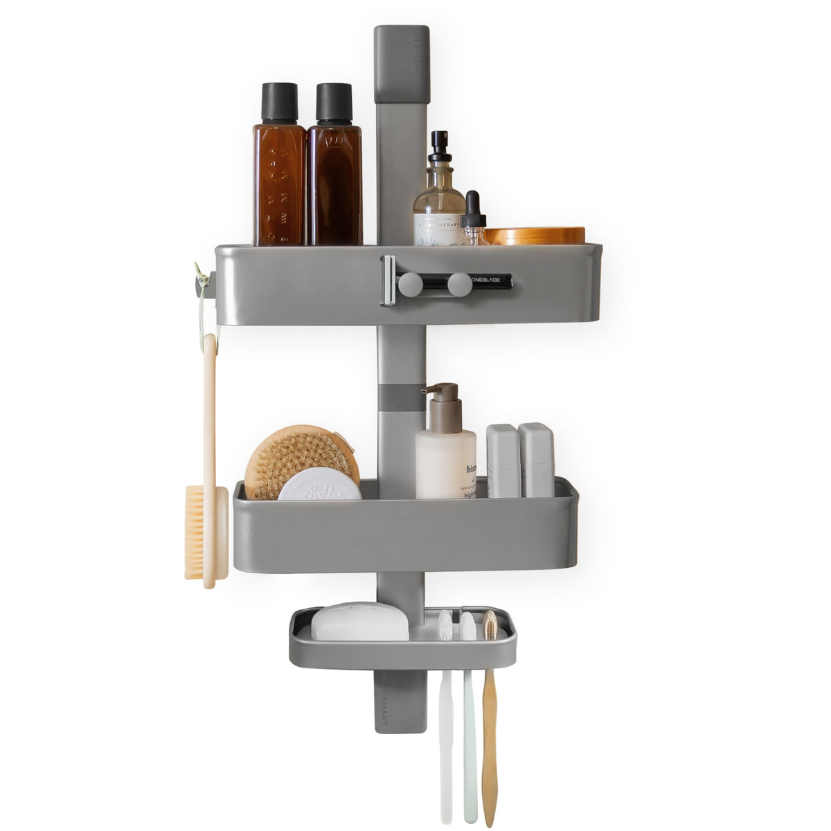 Shower Riser Caddy Shower Caddy, Rust Resistant No Drill Adhesive Wall Mount Shower Organ