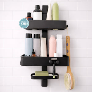 Shower Caddy, Rust Resistant No Drill Adhesive Wall Mount Shower Organizer, Adjustable Shelves & Magnetic Hooks - ShowerSMART